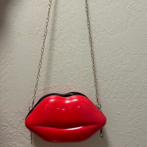 Red Lip-Shaped Women's Bag